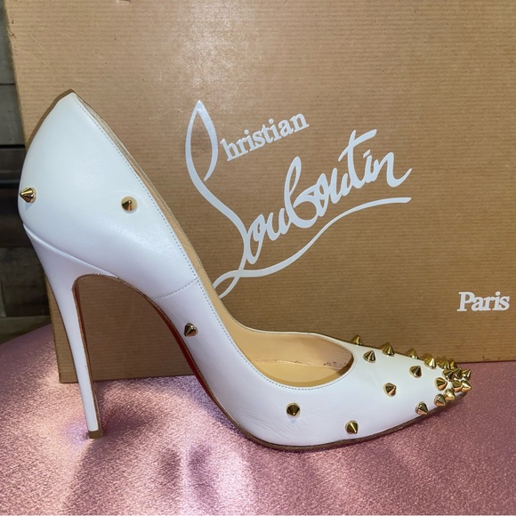 Christian Louboutin degraspike 120 white and gold. - Picture 2 of 3